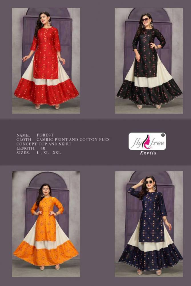 Fly Free Forest Latest fancy Designer Heavy Festive Wear Printed Fancy Kurti With Bottom Collection
